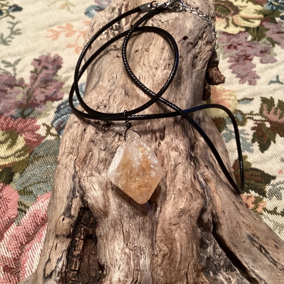 NEW!! REAL Natural Citrine Quartz Pendant Necklace 24” - Picture 2 of 7